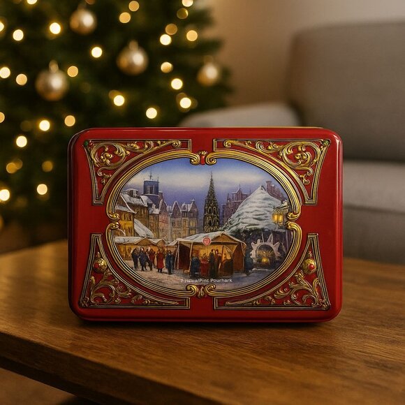 Vintage Nürnberg Gingerbread Storage Tin Christmas Market Germany Collectible - Picture 1 of 10